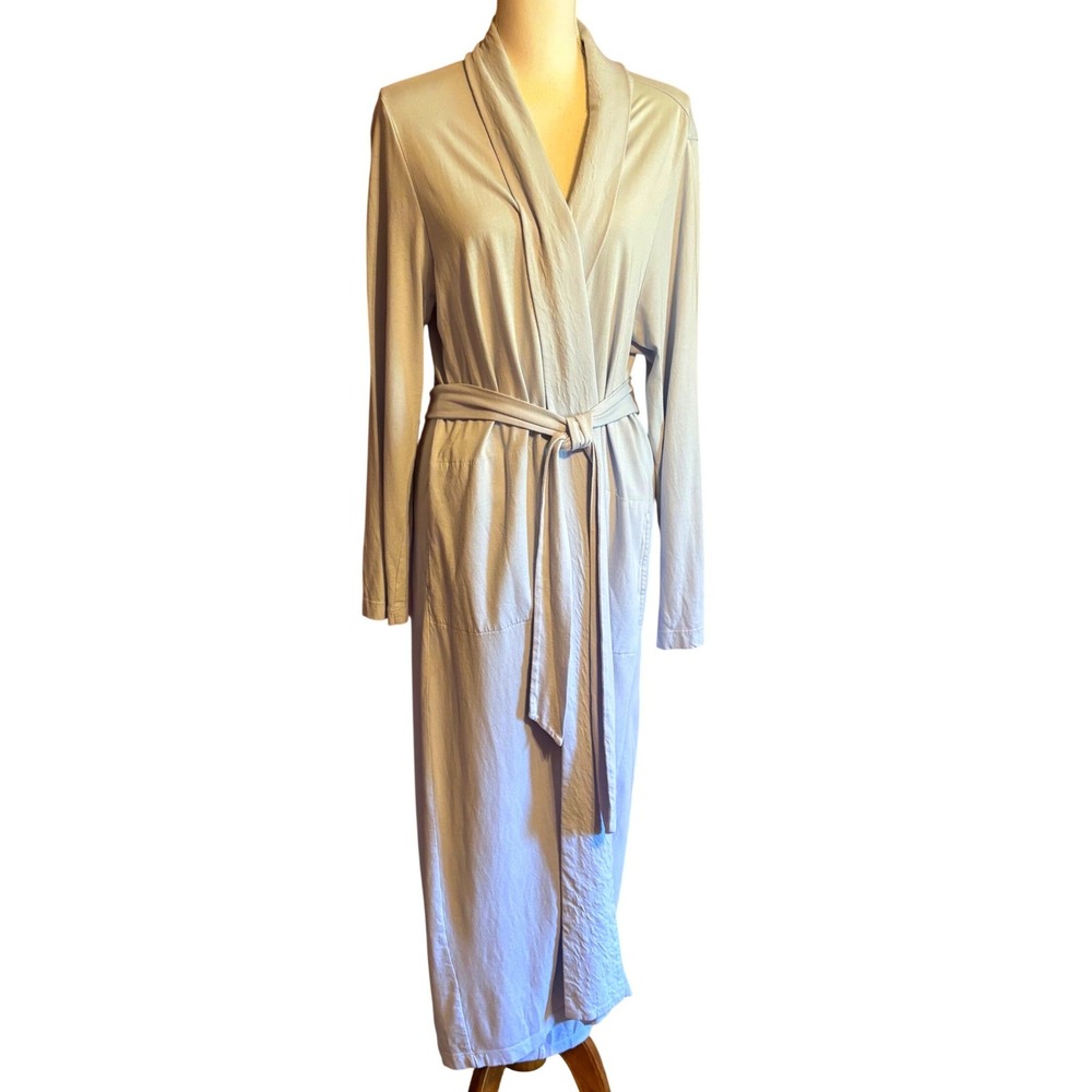 J. Jill Sleep Ultrasoft Shawl Collar Robe Blue Knit Large Quiet Luxury Soft Girl